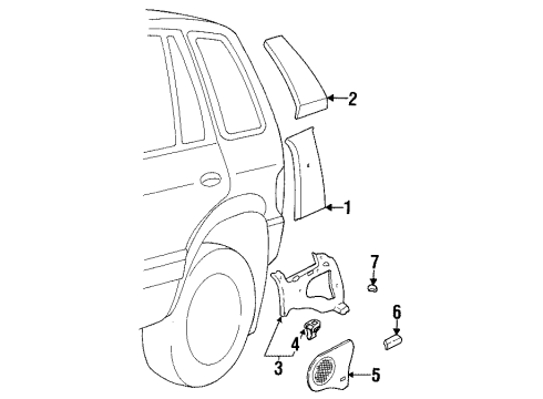 2000 Kia Sportage Interior Trim - Quarter Panels Trim-C PILLER, LH Diagram for 0K01968291E96