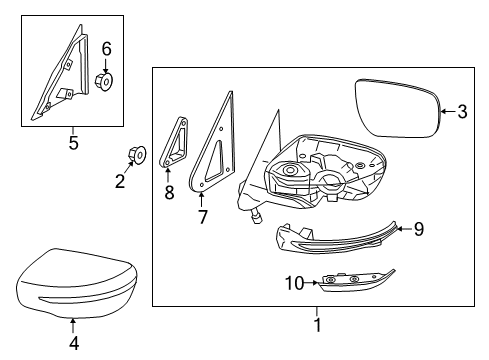 2017 Nissan Juke Outside Mirrors Mirror - Skull Cap RH Diagram for 96301-3YM4A