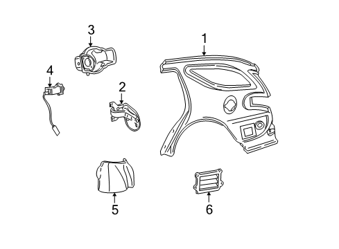 2000 Mercury Sable Fuel Door Wheelhouse Liner Diagram for YF1Z-5428457-AA