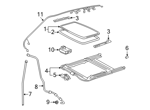 2005 Toyota Land Cruiser Sunroof Drain Hose Diagram for 63249-60182