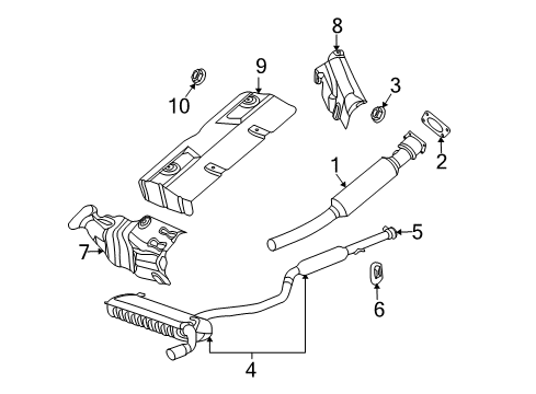 2009 Jeep Compass Exhaust Components Muffler-Resonator And Tailpipe Diagram for 5105125AL