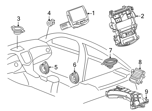 2017 Chevrolet Cruze Navigation System Mount Bracket Diagram for 13455475