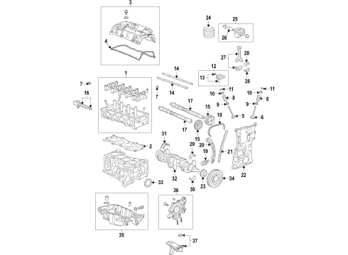 2020 Honda Clarity Engine Parts, Mounts, Cylinder Head & Valves, Camshaft & Timing, Oil Pan, Oil Pump, Crankshaft & Bearings, Pistons, Rings & Bearings, Variable Valve Timing Case Assembly, Chain Diagram for 11410-5WJ-A00