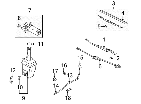 2000 Hyundai Accent Wiper & Washer Components Windshield Wiper Arm Assembly Diagram for 98320-25060