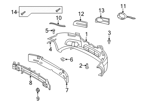 2009 Chevrolet Aveo Front Bumper Cover, Front Lower Grille Mount Tab Diagram for 96648784