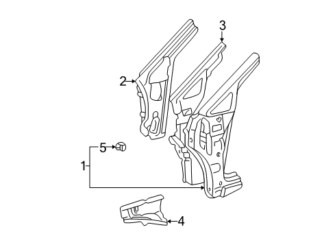 1999 Lexus RX300 Hinge Pillar Pillar, Front Body, Upper Outer LH Diagram for 61132-48010