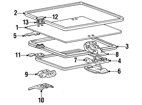 1993 Hyundai Scoupe Sunroof Packing-Sunroof Hinge Handle, Lower Diagram for 81619-23000