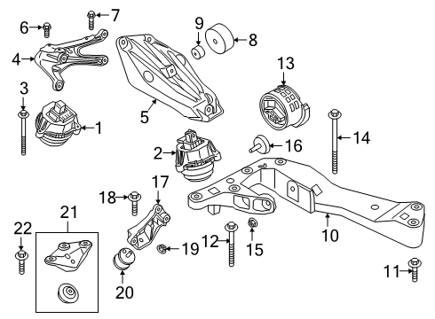 2019 BMW X7 Engine & Trans Mounting Engine Mount Bracket Left Diagram for 22116861551