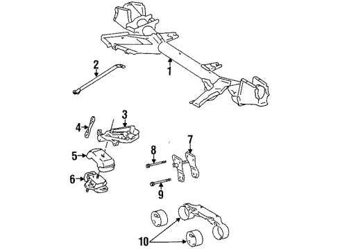 1995 Toyota Previa Engine & Trans Mounting Insulator Assy, Engine Mounting, Rear Diagram for 12380-76011