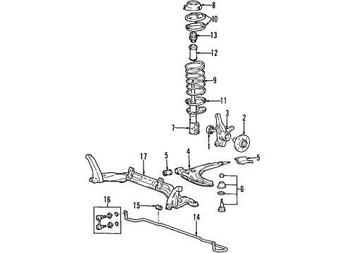1998 Hyundai Elantra Front Suspension Components, Lower Control Arm, Stabilizer Bar Link Assembly-Front Stabilizer Diagram for 54830-29500-AS
