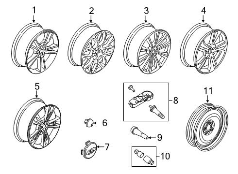 2017 Ford Fusion Wheels & Trim Wheel, Alloy Diagram for HS7Z-1007-D