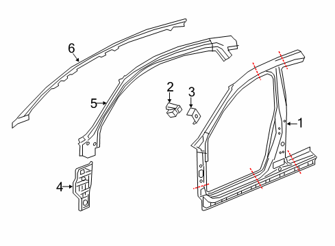 2020 Honda Insight Aperture Panel, Hinge Pillar PLR R, FR. INN Diagram for 64131-TXM-305ZZ