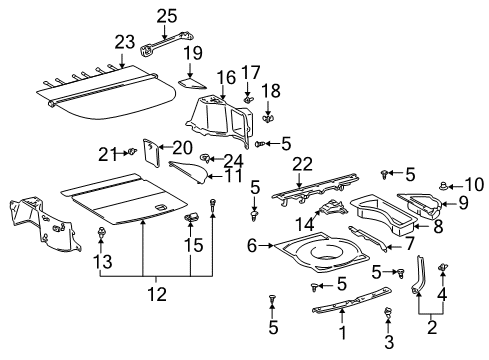 2003 Lexus RX300 Interior Trim - Rear Body Cover, Deck Side Trim, RH Diagram for 64714-48010-A0