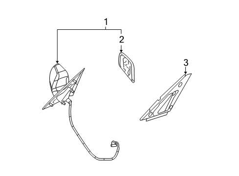 2009 Cadillac STS Outside Mirrors Mirror Asm-Outside Rear View *Service Primer Diagram for 25827605