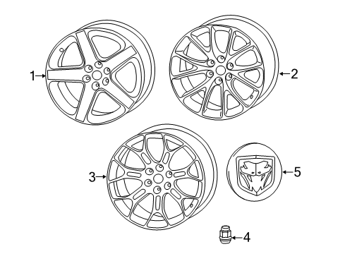 2015 Dodge Viper Wheels, Covers & Trim Aluminum Wheel Diagram for 1WL85RXFAB