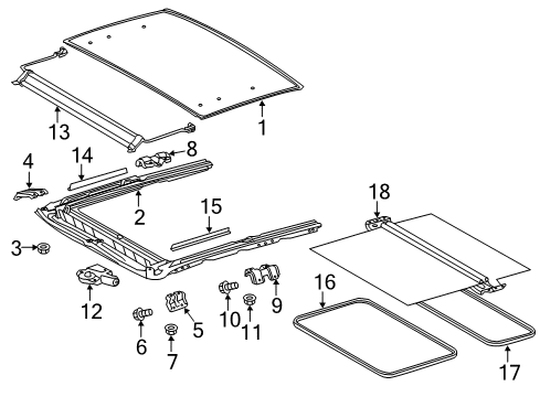 2012 Scion tC Sunroof Sunroof Glass Diagram for 63201-21170