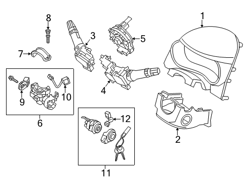 2016 Kia Forte5 Shroud, Switches & Levers Ignition Switch Assembly Diagram for 931101R000