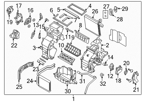 2014 Hyundai Veloster Air Conditioner Evaporator Assembly Diagram for 97139-2V010