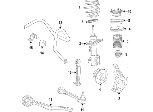 2020 Cadillac CT5 Front Suspension Components, Lower Control Arm, Ride Control, Stabilizer Bar Stabilizer Bar Diagram for 84522109