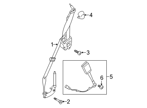 2020 Ford Mustang Seat Belt Latch Diagram for JR3Z-6360044-AA