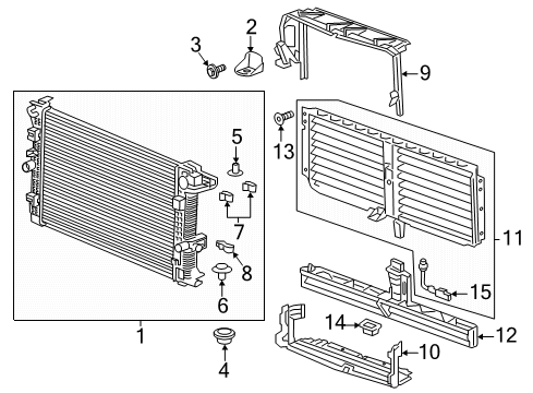 2018 Chevrolet Equinox Radiator & Components Lower Shutter Diagram for 84614525