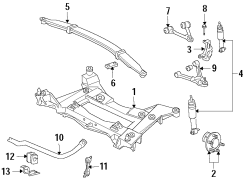 2014 Chevrolet Corvette Front Suspension, Lower Control Arm, Upper Control Arm, Ride Control, Stabilizer Bar, Suspension Components Shock Absorber Diagram for 23202880