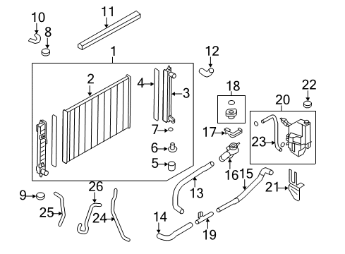 2012 Nissan Murano Radiator & Components Bracket Assembly-Reserve Diagram for 21745-JP10A