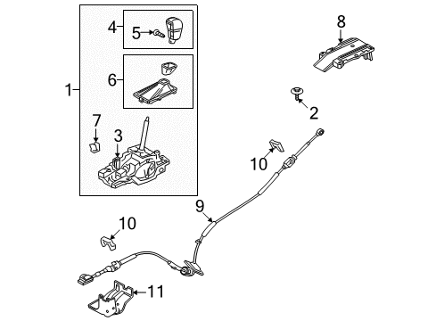 2011 Lincoln MKS Center Console Shift Control Cable Diagram for AA5Z-7E395-C