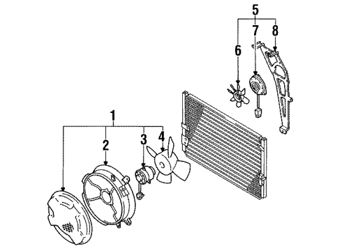 1989 Toyota Cressida Cooling System, Radiator, Water Pump, Cooling Fan SHROUD, Fan Diagram for 88454-22070