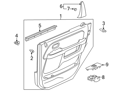 2002 Honda CR-V Front Door Garnish, L. RR. Door Quarter (Inner) *NH167L* (GRAPHITE BLACK) Diagram for 72980-S9A-013ZA