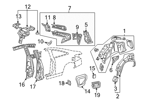 2005 Toyota Solara Inner Structure - Quarter Panel Pillar Reinforcement Diagram for 61303-AA902