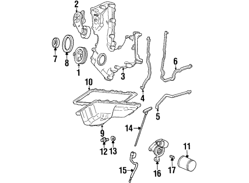 1997 Mercury Grand Marquis Engine Parts, Mounts, Cylinder Head & Valves, Camshaft & Timing, Oil Cooler, Oil Pan, Oil Pump, Crankshaft & Bearings, Pistons, Rings & Bearings Tube Assembly Diagram for F5AZ-6754-A