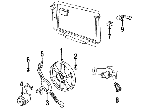 1996 Pontiac Grand Am Powertrain Control Bracket, Engine Coolant Fan Diagram for 22137329