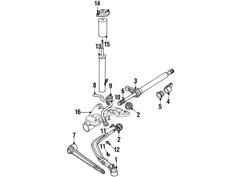 1985 Honda Civic Front Suspension Components, Lower Control Arm, Stabilizer Bar Shock Absorber Assembly, Right Front (Showa) Diagram for 51601-SD9-034
