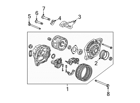 2008 Honda Fit Alternator Stay, Alternator Diagram for 31113-PWC-000