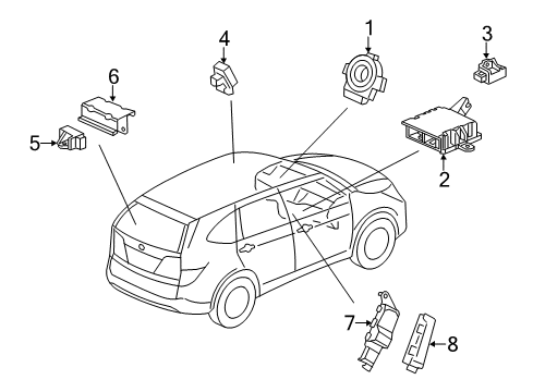2014 Honda CR-V Air Bag Components Cover, Safing Sensor Diagram for 77971-T0A-000