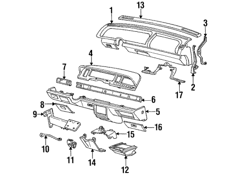 1991 Oldsmobile 98 Instrument Panel Sensor Outline Diagram for 16080663