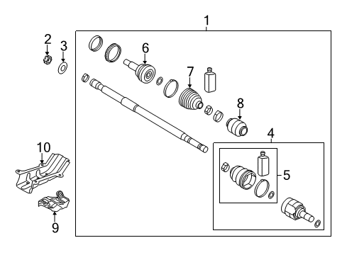 2016 Kia Forte5 Drive Axles - Front Boot Kit-Front Axle Differential Diagram for 495953X2A5