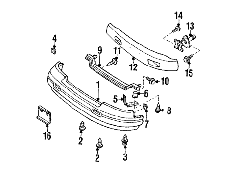 1996 Nissan Quest Front Bumper Nut Diagram for 01241-01021