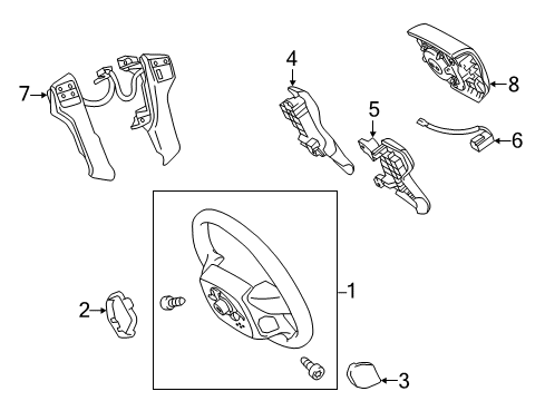 2013 Toyota Tacoma Steering Column & Wheel, Steering Gear & Linkage Switch Assembly Diagram for 84250-04030-B0