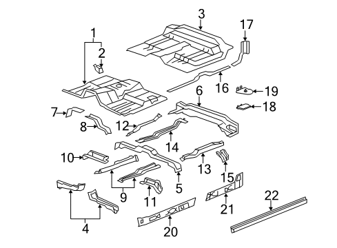 2014 GMC Sierra 2500 HD Floor Lower Reinforcement Diagram for 22844868