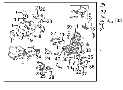 Diagram for 2004 Lexus GX470 Front Seat Components 