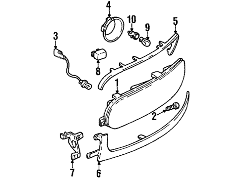 1997 Cadillac Catera Headlamp Components, Signal Lamps Capsule/Headlamp/Fog Lamp Headlamp Diagram for 90544036