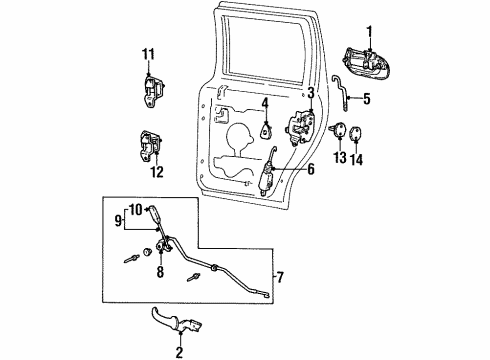 2000 Lincoln Navigator Rear Door - Lock & Hardware Lock Rod Diagram for YL1Z-7826460-AAA