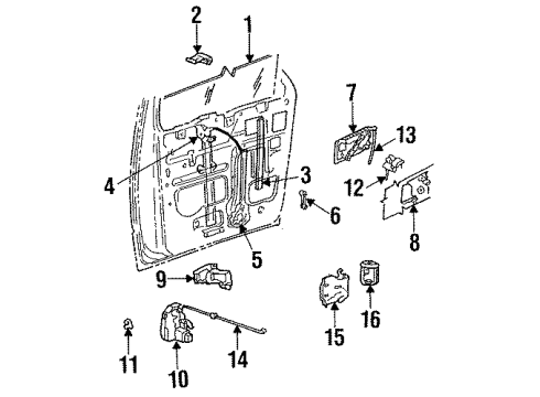 1992 Dodge Grand Caravan Front Door Glass & Hardware Latch-Assembly-Front Door Man Override Left Diagram for 4719253
