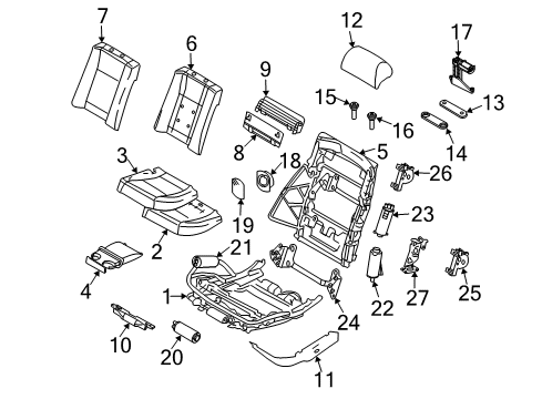 2005 BMW 745Li Rear Seat Components Seat Upholstery, Right Diagram for 52207007274