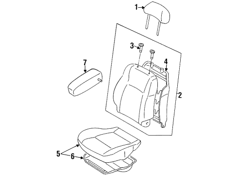 1996 Nissan Sentra Front Seat Components Cushion Assy-Front Seat Diagram for 87350-F4306