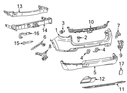 2017 Jeep Compass Rear Bumper Beam-Rear Bumper Diagram for 68249131AA