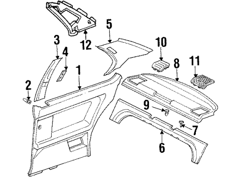 1995 BMW 325is Interior Trim - Quarter Panels Trim Panel Column, Rear Right Diagram for 51431977764