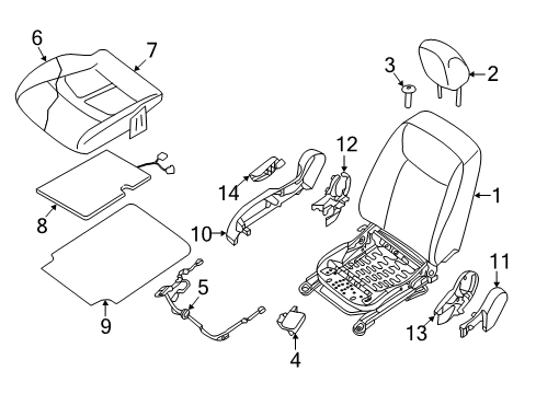 2018 Nissan Leaf Passenger Seat Components Heater Unit-Front Seat Cushion Diagram for 87335-3NF6A